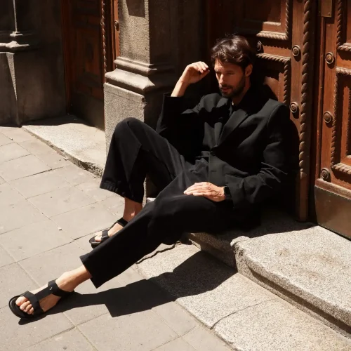 muske kozne sandale crne